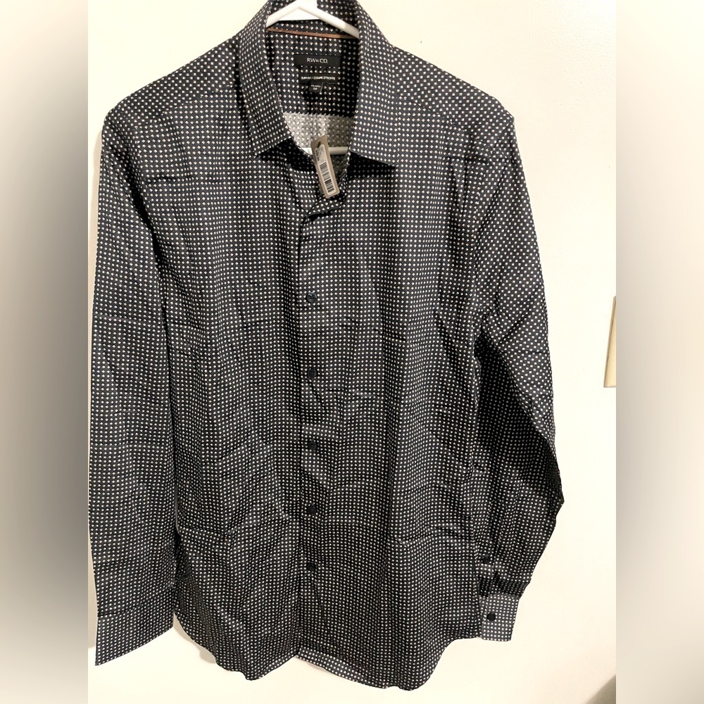 Sz S 14-141/2 slim fit RW & CO men shirt  men long shirt.